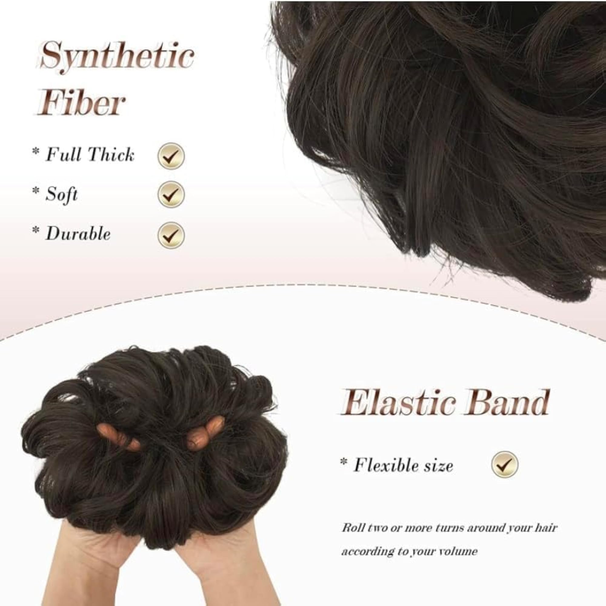 Messy Bun Hair Piece with Elastic Rubber Band