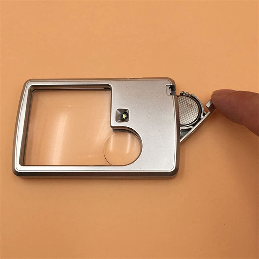 EUQKKWLOY Tragbare Vergrößerungsbrille mit 20 mm/45 mm Linsendurchmesser, dünn, 3-fach/6-fach vergrößernd, LED-Beleuchtung, quadratische Taschenlupe für Sammler. Neu