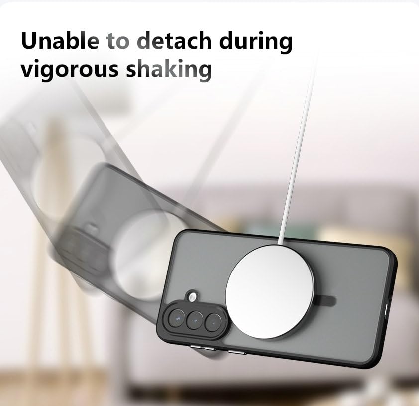 Image of Compatible with Samsung Galaxy A24 4G Case Cover,Compatible with Samsung Galaxy A24 4G Built-in 360Rotating Magnetic Mount Matte Translucent Phone Protective Case Black