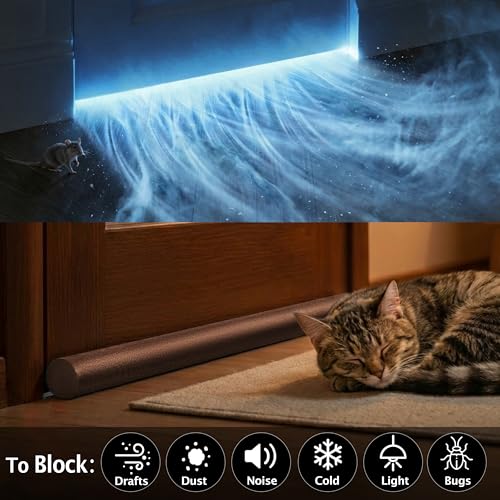 Image of MAXTID Brown Double Sided Door Insulator - Adjustable 32 to 38 inch Air Blocker