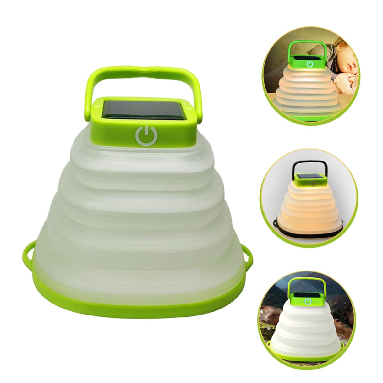 Linterna LED Portátil Plegable Solar USB 6 Uds Verde para Acampar | 500 Mah, Abs Asa, Ip67, para Colgar en Tiendas y Ramas, Uso en Emergencias