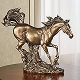 Touch of Class Wild Run Galloping Open Plains Horse Table Sculpture - Bronze Decor - Made of Resin - Statue for Desk - Horses Statues and Sculptures for Bedroom, Living Room, Office