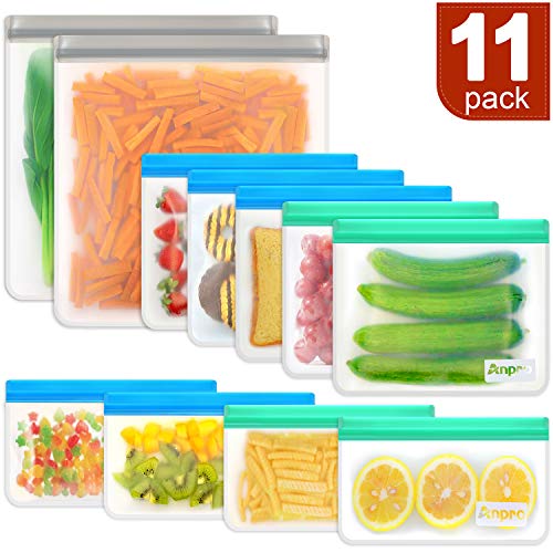 Reusable Food Storage Bags Sandwich - Anpro (11 Pack) Snack Bag for Kids