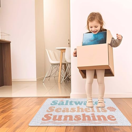 RYYCDOI Beach Door Mat, Coastal Beachy Doormat Outdoor Indoor Entrance Porch, Saltwater Seashells Sunshine Outdoor Mat, Nautical Ocean Welcome Mats for Front Door, 17x30 Inch - Image 6