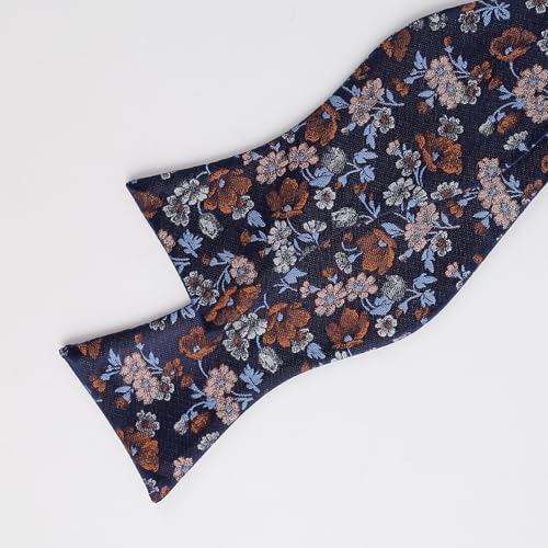 Image of Alizeal Mens 2pcs Floral Bow Tie Set | Self-tied Elegant Pocket Square Set for Wedding