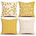 Homefeelzydys Fundas de Cojín 45 x 45 cm, Juego de 4 Fundas de Cojín Cuadradas Amarillo Paquete de 4 para Patio al Aire Libre, Jardín, Sala de Estar, Sofá, Decoración de Casa de Campo