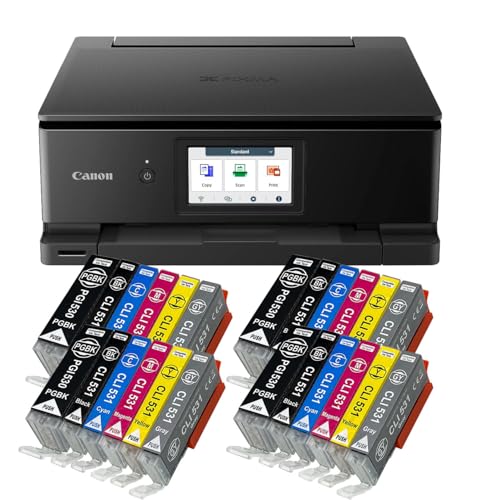 IC-Office TS8750 Tintenstrahl Multifunktionsdrucker 3-in-1 (Drucken, Kopieren, Scannen, SD-Karte, Duplex, WLAN, AirPrint) schwarz + 24 XXL Tintenpatronen