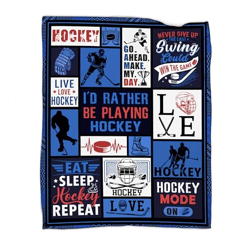 Hockey Blanket for Boys Ice Hockey Gifts for Boys Men Women Hockey Lovers Gifts Hockey Accessories Player Gift Throw Blanket Soft Flannel Birthday Graduation Home Decor 50x 60