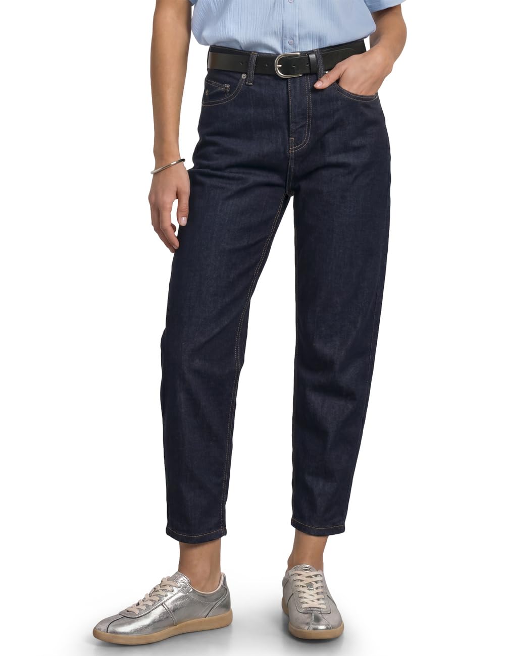 Street One High Waist Barrel Leg Jeans in Loose Fit Rinse Blue Washed 34