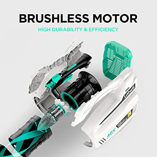 Litheli 40V Cordless Leaf Blower 480CFM Electric Leaf Blowers 92MPH with Brushless Motor, 2.5AH Battery and Charger