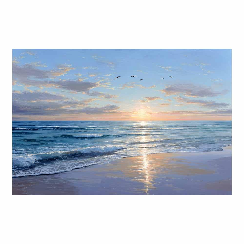 DMZPKZB Natural Landscape Wall Decor Coastsal Sunset Painting Beautiful scenery Painting, Modern Artwork,for Living Room,Bedroom,Office Bathroom,Dining(Multicolor)-80x120cm Unframed