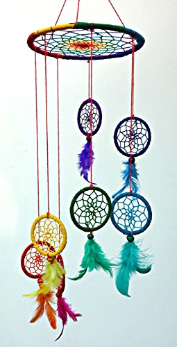 Mystery Mountain Rainbow Dream Catcher Hanging Spiral Mobile, fabric, Multicolor, 63 x 16 x 16 cm