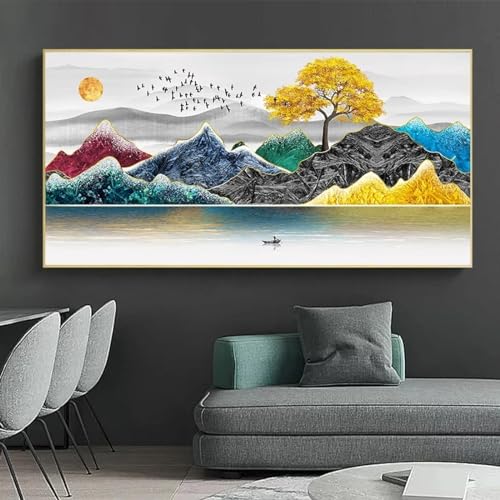 Impressions murales 30x60 cm KEBIA sans cadre | Toile arbre doré abstrait