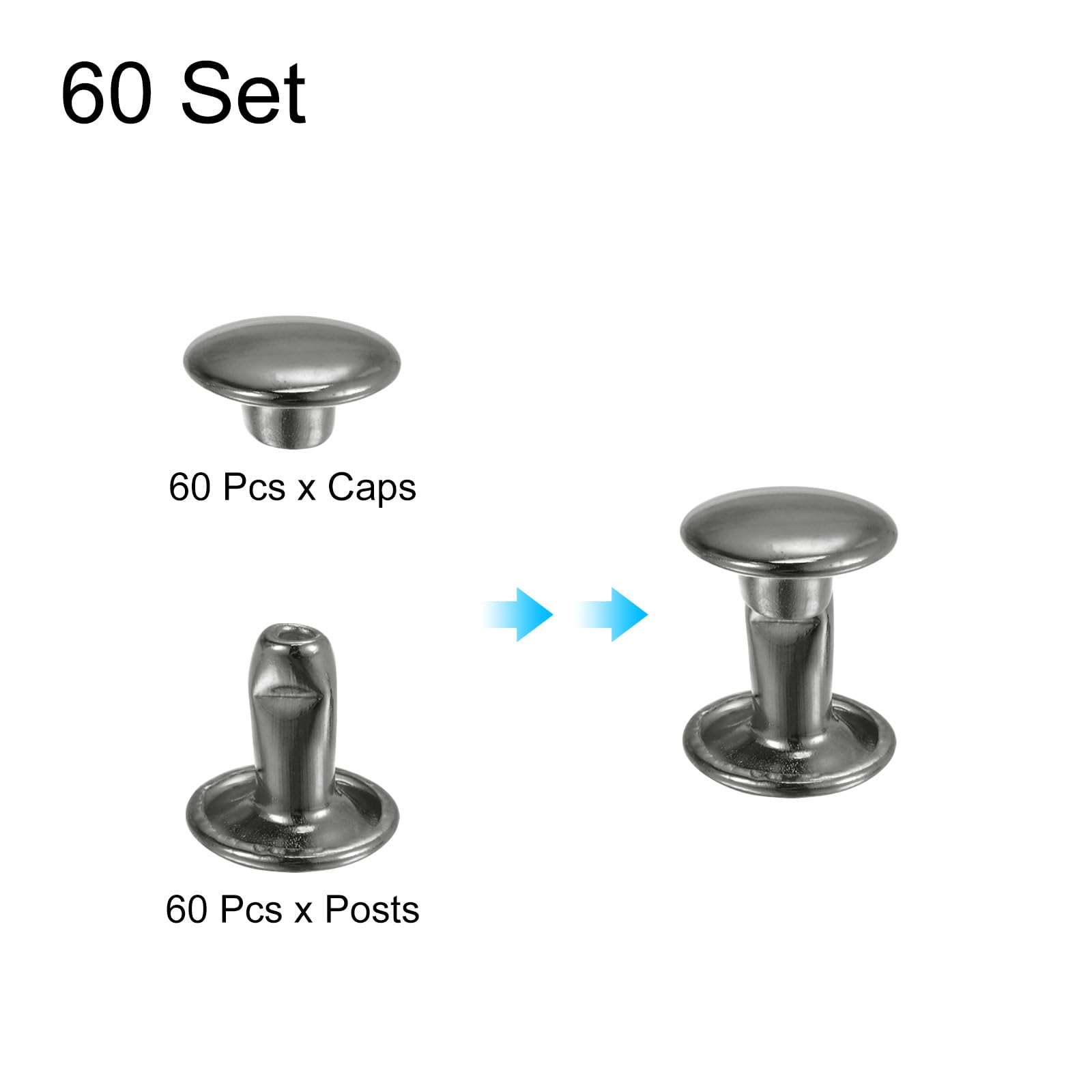 Fabirc Rivits Snapklik.com : 60 Sets Double Cap Leather Rivets, 8x8mm Round Cap ...