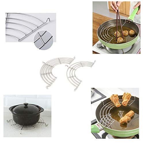 Castuvy Stainless Steel Drain Frying rack, Semi-circular oil Drain Rack Fritters Filter oil