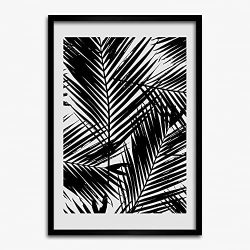 Feuilles de palmier sur grand tableau cadre photo 50x70 pour habiller un mur vide
