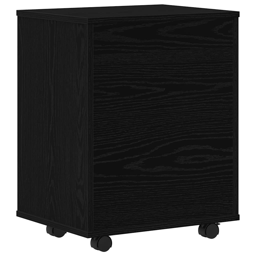 Mobiletto da Ufficio con 2 Cassetti 46x36x59 cm Rovere Nero | Cassettiera compatta in legno ingegnerizzato con 2 ripiani e maniglie in acciaio, adatta per studio e soggiorno.