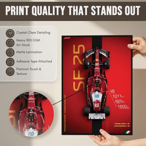 Image of Seagull Store F1 Formula One Posters - Pack of 6 | 8x12 inch (A4 Size) | 300 GSM Matte Laminated | Included Peel and Apply Tape on Back (now Providing free GlueDrops) | Self-Adhesive Posters | Wall Art for Bedroom, Living Room, Office, Garage Decor