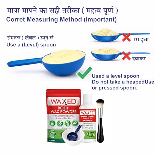 Image of WAXED Body Wax Powder Waxing Kit for Women | Instant Hair Removal | Papaya Enzyme Activator | Full Body Wax | 100g Powder + 100ml Activator | With Bowl, Spoon & Brush Included.(Pack of 2)