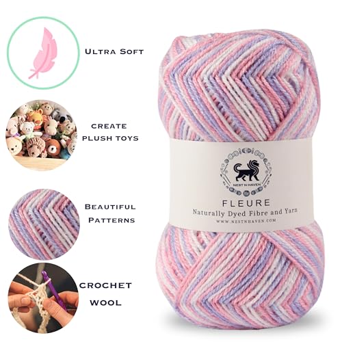 Image of Nestnhaven Acrowools Fleure Hand Knitting and Crochet Yarn. Pack of 1 Ball - 100gms. Shade no - NNHF (Multicolor14)