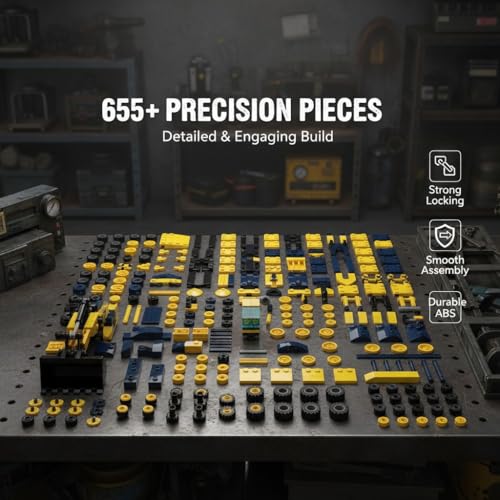 Image of SKY LINE OCEAN 8-in-1 Construction Truck Building Blocks Set (655+ PCS) | Transforming Heavy Duty Vehicles Kit | STEM Engineering Toy for Kids & Teens | Rebuild Play Set | 5 Year Structural Warranty