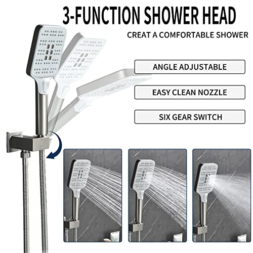 Tub Filler Faucet With Hand Shower Bath Tub Faucets With Rough-In Valve Trim Kit Wall Mounted Waterfall Bathtub Faucets Brushed Nickel 9012Bn #TOP2