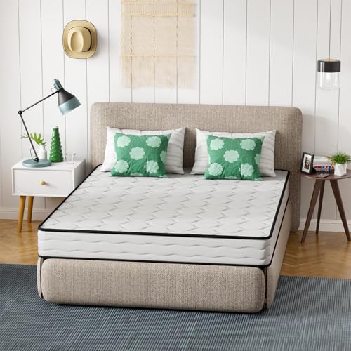 PayLessHere | 8 Inch Queen Mattress | Medium Firm Hybrid Mattress | White | CertiPUR-US