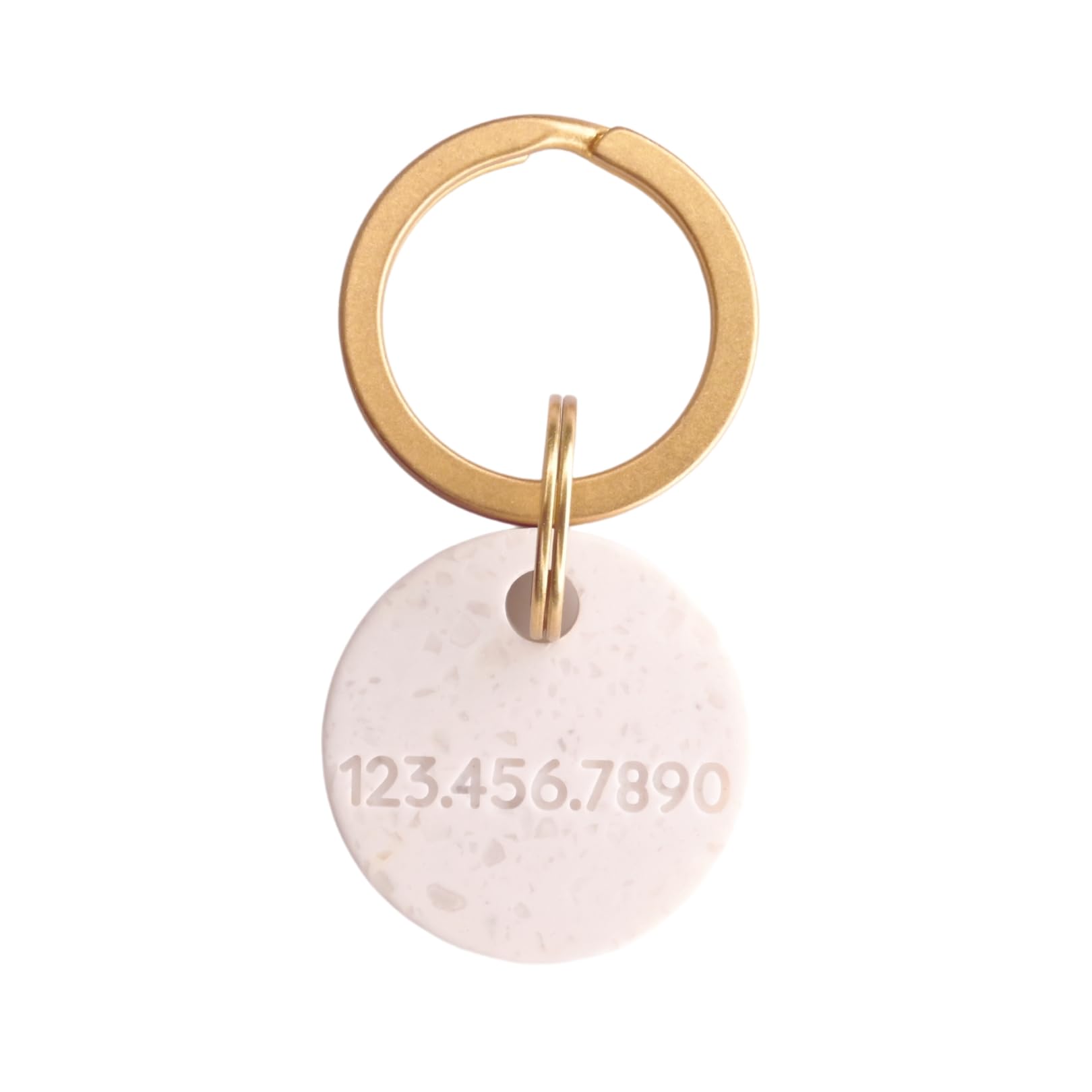 STONE PET TAG - Modern, Minimal Pet IDs. Durable, High Quality, Lifetime tags with deep cut text. Includes space for two phone numbers. (Circle)