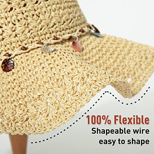 Sombrero playero de paja plegable para mujer miniatura 4