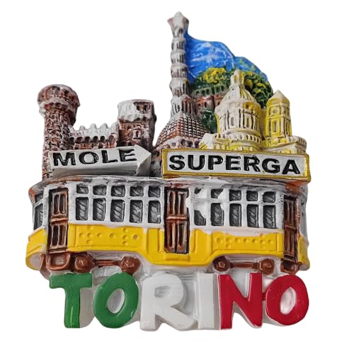 Imán decorativo 3D Torino Italy resina pintado a mano miniatura 3