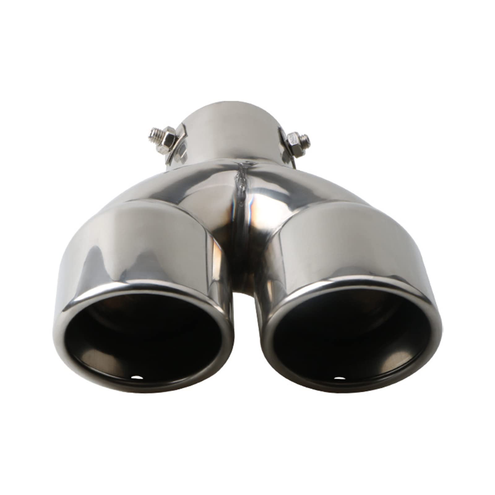 63mm Silenciador de Doble Punta de 2.5" Salida de Acero Inoxidable de 3"Garganta de cola de Coche Doble Escape (Plata Recto)