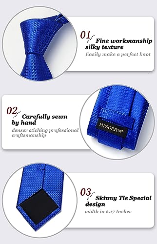 Image of HISDERN Ties for Men Solid Houndstooth Neckties Handkerchief Formal Business Tie & Pocket Square Set Wedding Party