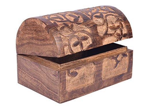 storeindya Beautifully Hand Carved Wooden Keepsake Box Jewellery Chest Organiser Box - Trinket Jewellery Box Christmas Thanksgiving Gift (Tree of Life Design)