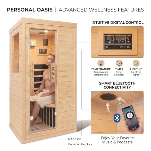 Far Infrared Sauna Room for Home Use - 1350W Natural Hemlock Indoor Personal Wooden Personal Dry Sauna with Rapid Heating, Perfect for Athletes, Busy Professionals & Arthritis Sufferers - Image 5