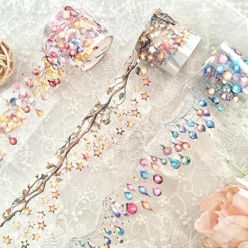 Image of PET Washi Tape Stickers Set,3 Rolls Lighting Scrapbook Tape Stickers for Journaling,Junk Journal Supplies,DIY Craft,Notebook,Phone Case(Star Light)