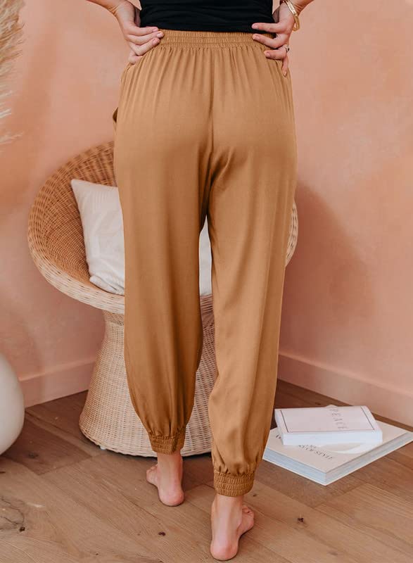 Image of Dokotoo Womens 2026 Soft Casual Drawstring Tie Elastic Waist Loose Jogger Pants with Pockets