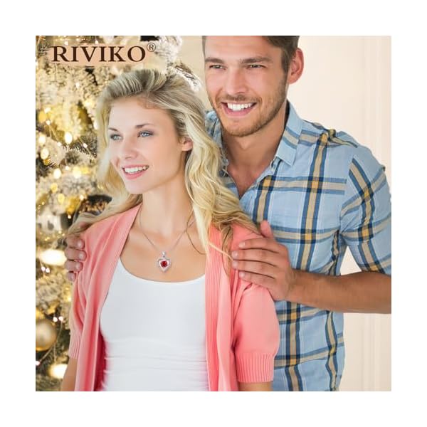 RIVIKO Heart Birthstone Pendant Necklace for Women 925 Sterling Silver Zirconia Necklaces Wedding Anniversary Birthday Mothers Day Jewelry Gifts For Her Mother Wife - Image 5
