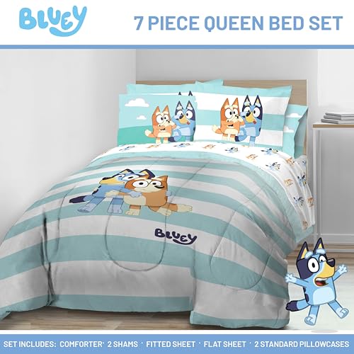 image for Jay Franco Bluey & Bingo 7 Piece Queen Size Bed Set - Includes Comfort