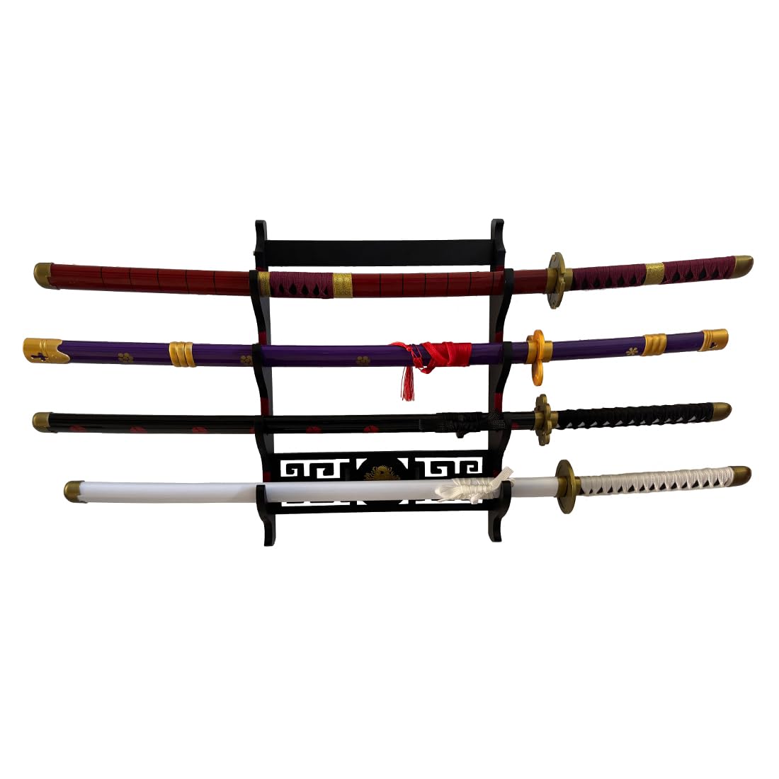 Support Mural épée Porte-épée présentoir rembourré Katana Wakizashi Genji et samouraï épées Motif Dragon,4 Tier