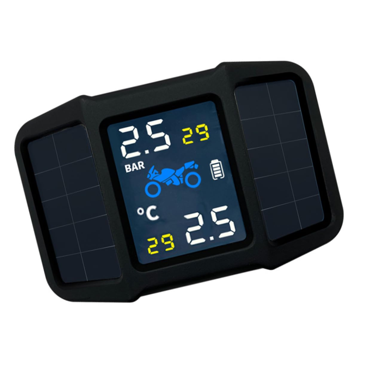 ULTECHNOVO 1set Solar Tire Pressure Sensor for Motorcycle Accurate Tire Pressure Monitor Easy Installation and Design Black