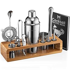 Mixology & Craft Cocktail Shaker Set 23-tlg. – Cocktail Set mit Shaker aus Edelstahl inkl. Stößel, Messbecher u.a. Bar…