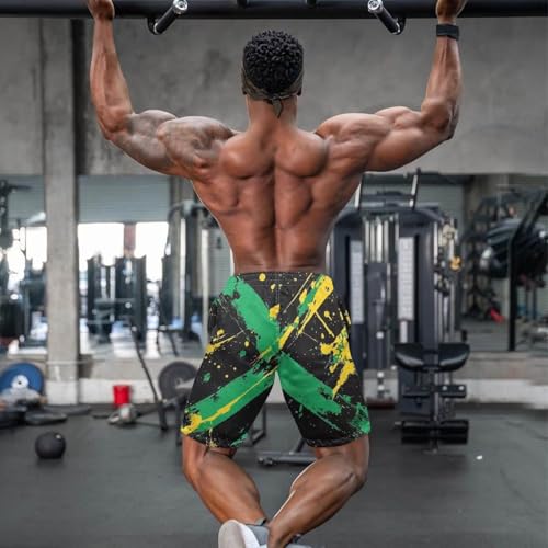Jamaica Swim Trunks for Men,Jamaica Shorts,Jamaican Flag Pants,Jamaican Outfits,Trunk Beach Shorts,Chic Jamaica Flag Print Black XX-Large4