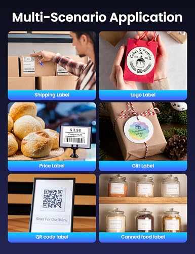 Image of Phomemo Thermal Label Printer with Ethernet & Bluetooth Connectivity with 100 Labels Transparent Thermal Labels 4x6, Compatible with iPhone, Android, Shopify, Amazon, USPS