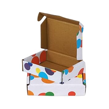 DCGPAC White Printed Flat Small Box 3Ply Corrugated Box For Packing Festive Gifts, Premium Packaging Boxes 4x3x1 In (Pack of 100 Pcs)
