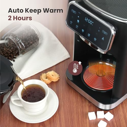 Image of Gevi 12-Cup Programmable Coffee Maker with Touchscreen, Strong Brew & Iced Coffee Options, Auto Shut-Off, 4-Hour Keep Warm, Glass Carafe, Anti-Drip System, Permanent Filter Included