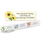 Spring Floral Rolled Personalized Return Address Mailing Labels with Dispenser, Set of 250, 5 Design