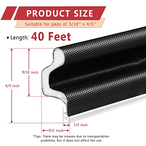 Image of 40 Feet Long Reach Weather Stripping Door Seal, V-Shaped Replacement Door Seal Strip Foam Kerf Weather Stripping for Doors Frame Card Slot Door Insulation Strip, Easy Cut to Size(Black)