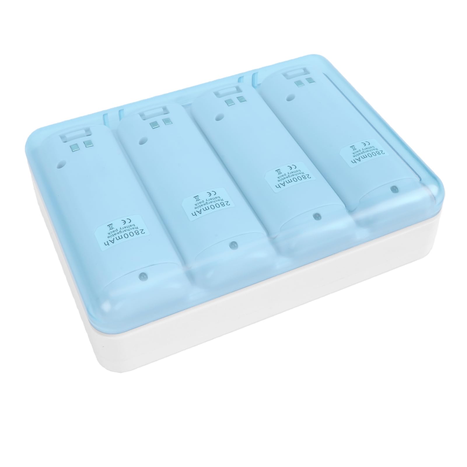 Focket Caricabatterie per Telecomando, Stazione di Ricarica per Batterie Ricaricabili NiMH 4 in 1 da 2800 MAh, Batteria Ricaricabile con Cavo USB Indicatori LED per Telecomando da Gioco (WHITE)