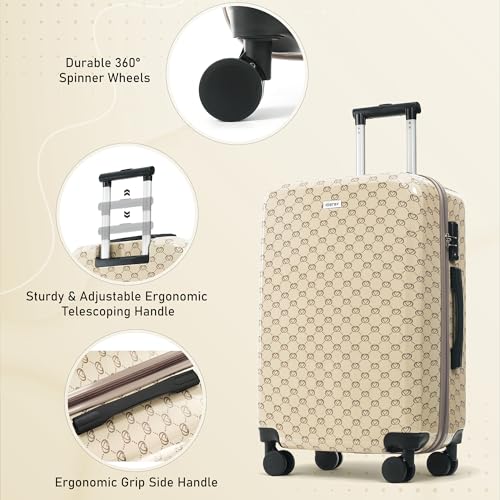 Image of Hardshell Luggage Sets, Lightweight Suitcases with Spinner Wheels, Khaki Pattern