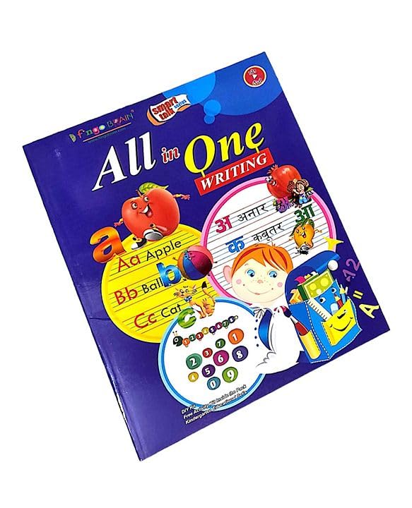 Fingo Brain Kindergarten All in One Writing Book – English, Hindi, and Numbers, Educational Workbook for Kids, Enhances Writing Skills and Language Development in Multiple Subjects